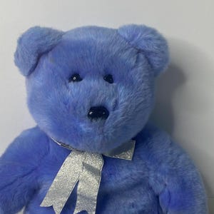 Ty Clubby the Bear Beanie Buddies Plush Blue Teddy Bear 14&quot; Tall 1999 Stuffed Animal Toy