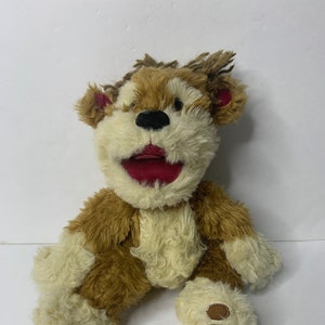 First Edition Stately Proud To Be A Mutt Beige Puppy Dog with Red Collar 14" Long Stuffed Animal Toy