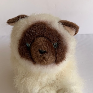 Aurora White Plush Siamese Kitten Cat 12&quot; Long Stuffed Animal Toy