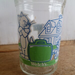 Słoik na galaretkę "Tom i Jerry Film" firmy Welch, 4" wysoki, 1993 Turner Entertainment