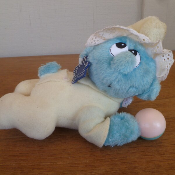 Wallace Berrie Plush Baby Smurf 9" Long 1983 Stuffed Toy Doll Peyco