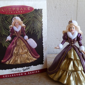 Hallmark Keepsake Ornament Holiday Barbie in Box 3.5&quot; Tall 1996