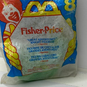 Fisher Price Knight and Dragon Figure "Great Adventures"   7" Tall 1995  READ Color Rubbed on Package