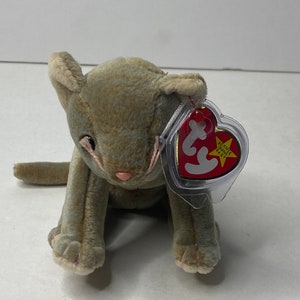 Ty Scat the Cat Beanie Baby Plush Newborn Kitten W/ Tags 9&quot; Long 1999 Stuffed Animal Toy