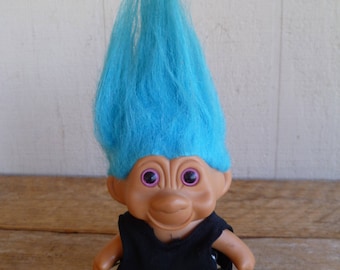 Russ Troll Doll Blue Hair 8" Tall W/ Hair 1991 Adorable Vintage