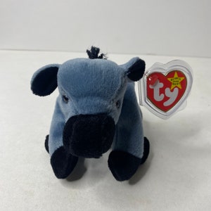 Rare Ty Lefty the Donkey Beanie Babies Plush W/ Tags 8" Long 1996 Stuffed Animal Toy