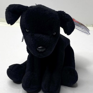 Ty Luke the Dog Beanie Baby Plush Black Terrier Dog W/ Tags 6" Long 1999 Stuffed Animal Toy