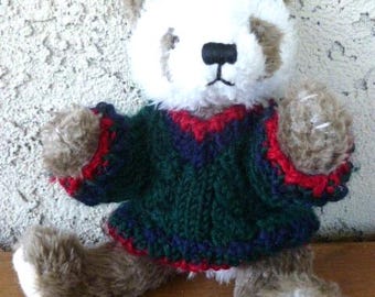 Hugfun Jointed Plush Panda Bear W/ Sweater 9&quot; Tall 1998 Stuffed Animal Toy