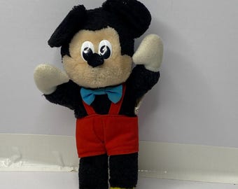 Mickey Mouse Plush Doll W/ Blue Bow Tie Disney Applause 8.5" Tall Vintage Stuffed Animal Doll