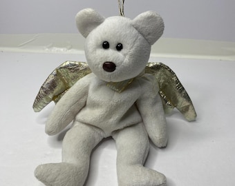 Ty Halo II, o Anjo Urso Beanie Babies, Urso de Pelúcia Anjo 9" de Altura 2000 Bichos de Pelúcia
