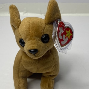 Ty Tiny the Chihuahua Beanie Baby Plush Dog W/ Tags 6" Tall 1999 Stuffed Animal Toy