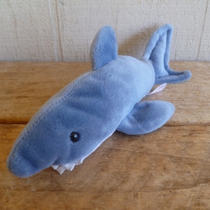 Ty Crunch the Shark Beanie Babies Plush Shark 10" Long 1996 Stuffed Animal Toy