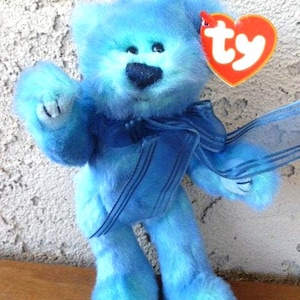 Ty Azure the Bear Attic Treasures Plush Bear W/ Tags I'm Blue Without You 8.5" Tall 1993 Stuffed Animal Toy