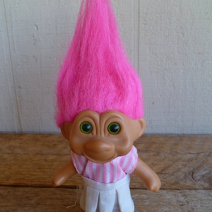 Adorable Troll Doll Vintage Russ Pink Hair 8&quot; Tall W/ Hair 1991