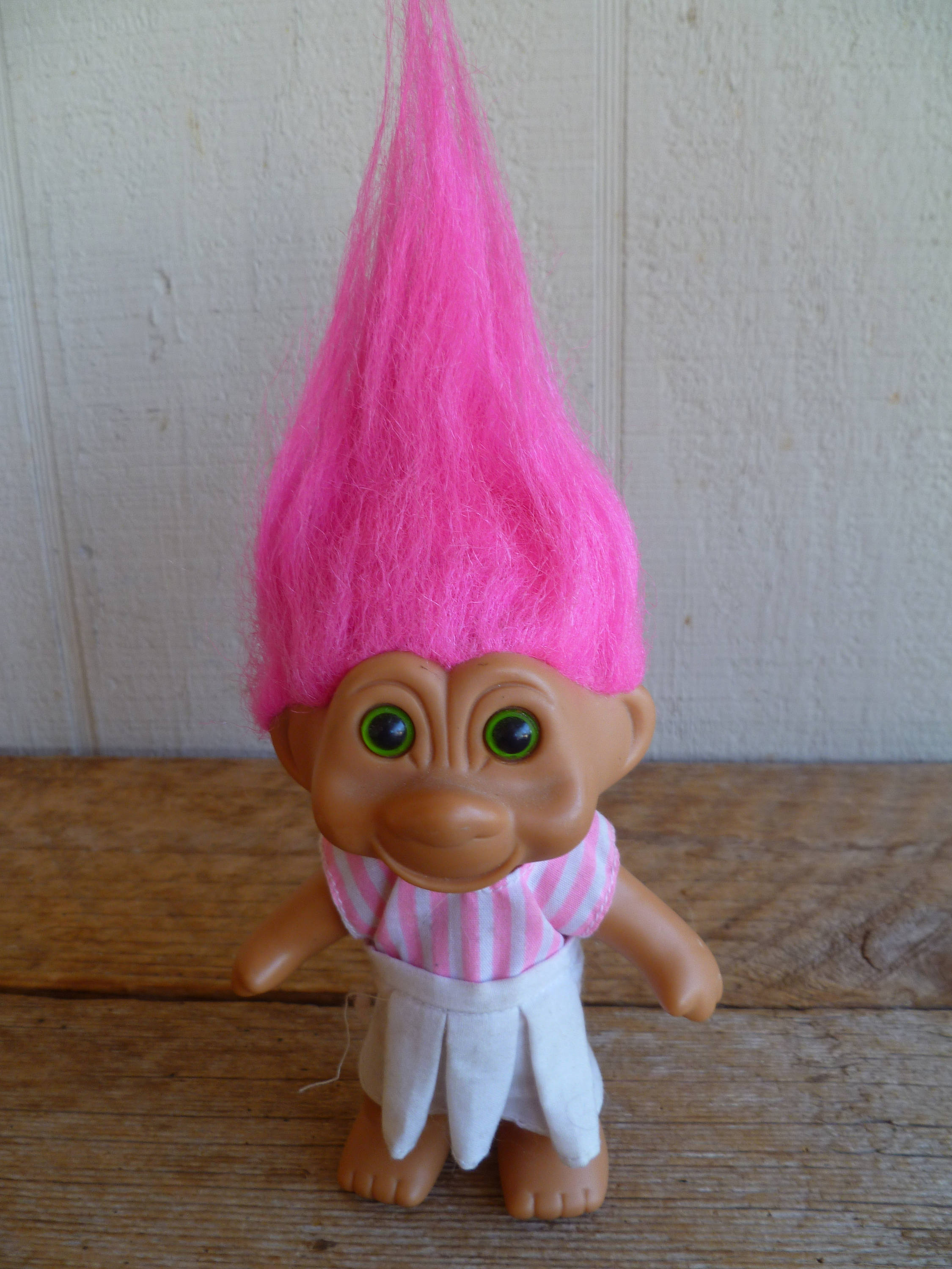 Adorable Troll Doll Vintage Russ Pink Hair 8" Tall W/ Hair 1991
