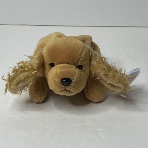 Ty Spunky the Cocker Spaniel Beanie Babies Plush Cocker Spaniel Dog W/ Tags 8" Long 1997 Stuffed Animal Toy