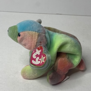 Ty Sammy the Bear Beanie Baby Plush Bear Tie Die W/ Tags 9&quot; Long 1999 Stuffed Animal Toy