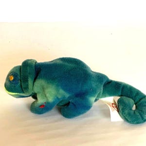 Ty Iggy the Iguana Teenie Beanie Babies Plush Blue Iguana 6&quot; Long 1993 McDonalds Stuffed Animal Toy