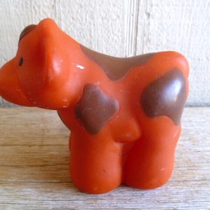 Little Tikes Chunky People Braun gefleckte Bauernhof-Kuh 3,5 &quot;Groß Vintage