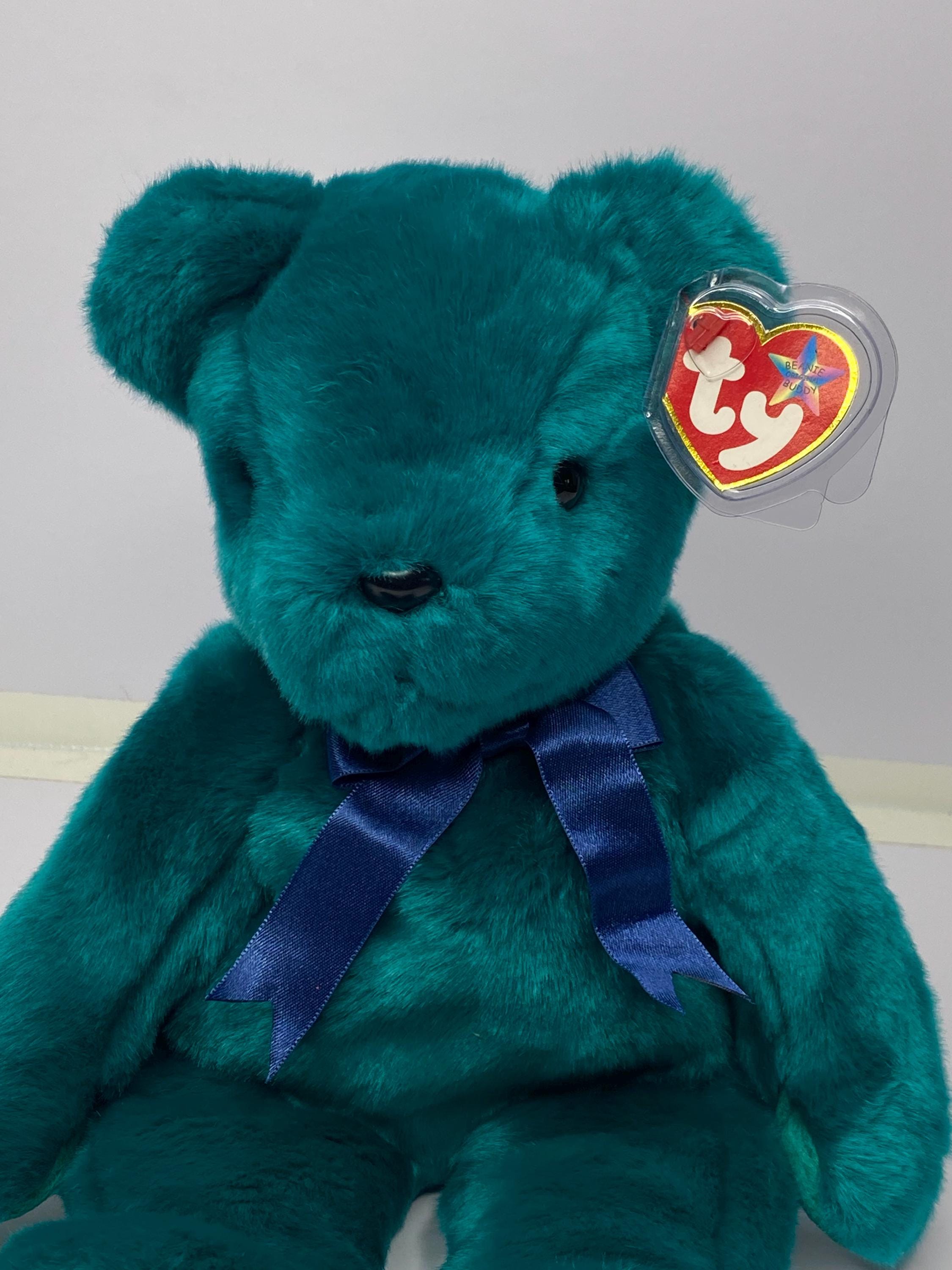 Ty Teddy the Bear Beanie Buddy Plush Teal Bear W/ Tags 15 display picture 1
