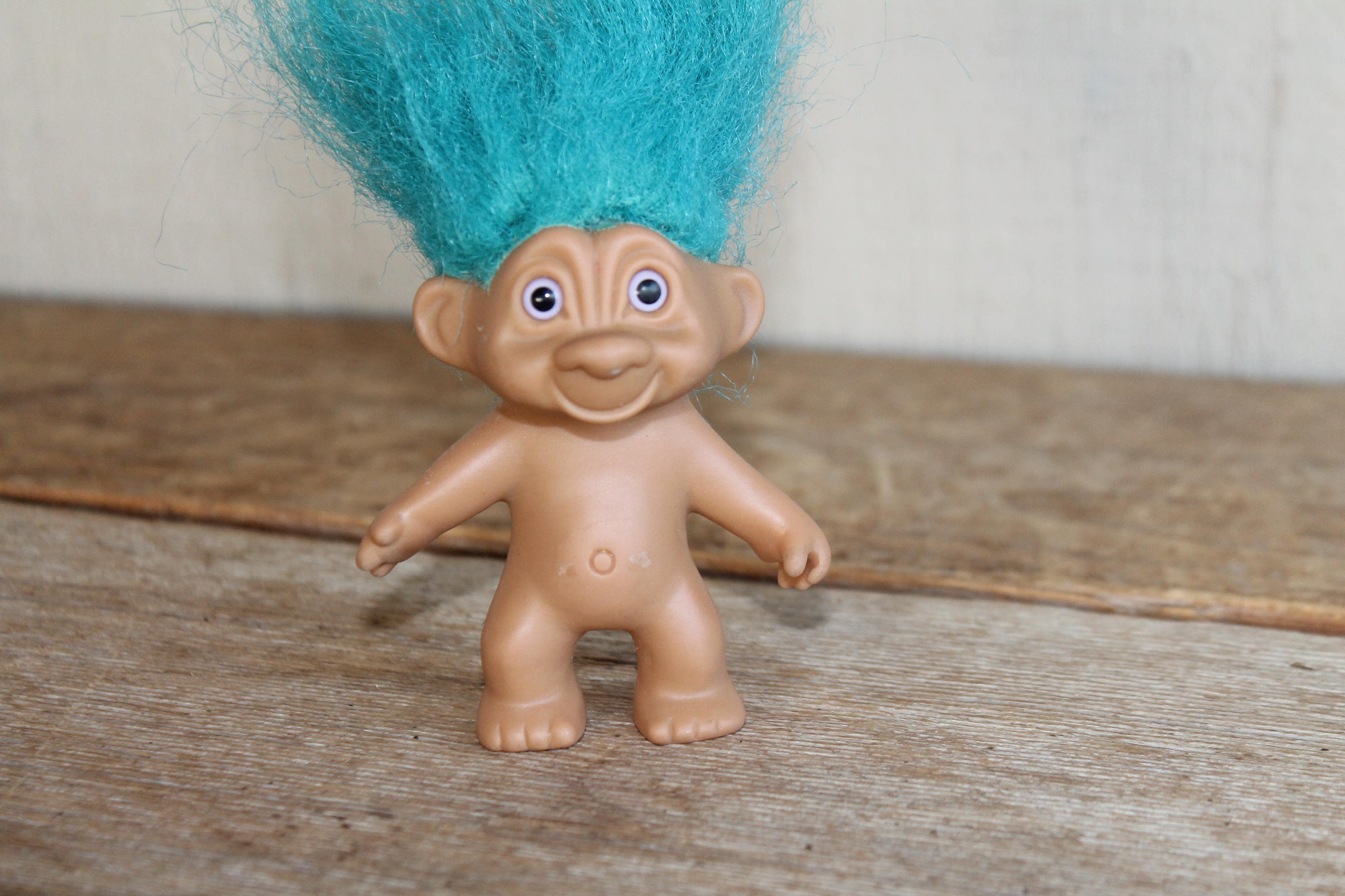 トロール人形 ヴィンテージ ブルーヘア 高さ6.5インチ ヘア付き