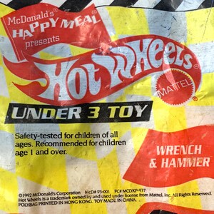 Mattel Hot Wheels Wrench and Hammer Under 3 Toy Happy Meal Toy NIP 1992