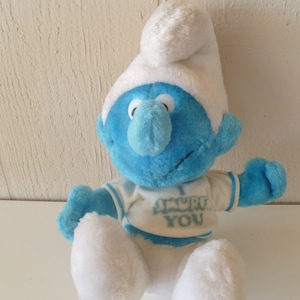 Peyco Wallace Berrie Plush Smurf I Smurf You 11&quot; Tall 1979 Stuffed Animal Toy