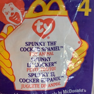 Ty Spunky the Cocker Spaniel Teenie Beanie Babies Plush Cocker Spaniel NIP 4.5" Long 1999 Mc Donalds Happy Meal Toy #4