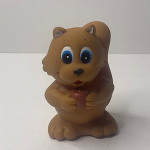 Gerber Rubber Squirrel Squeeze Toy Doll 4.5&quot; Tall 1987 Vintage Advertising