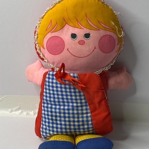 Muñeca de tela Playskool Caperucita Roja, libro de peluche, muñeca didáctica de 30 cm de alto, 1970