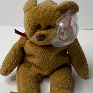 Ty Curly the Bear Beanie Baby Plush Brown Bear W/ Tags 9&quot; Tall 1993 Stuffed Animal Toy