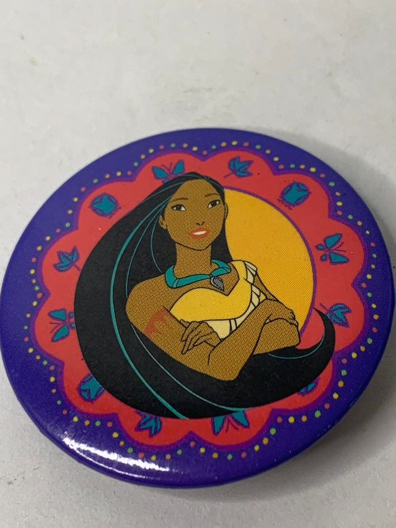 Vintage Disneyland Pocahontas Metal Pinback Button Monterey Park Ca image 1