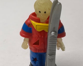 Burger King Skier Glo-Force Toy Glow in the Dark-taarttopper 3,5" hoog 1995