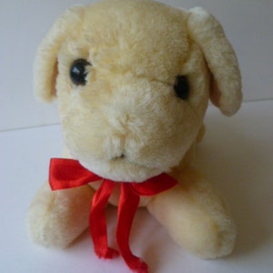 Kleiner Plüschhund Welpe Terrier 23 cm Lang Vintage Stofftier Spielzeug
