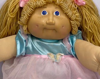Cabbage Patch Kinderpuppe Blond Haare Blaue Augen 17 "Hoch 1982 Stofftier Puppe