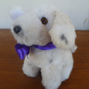 Russ Berrie Yomiko Plush White Spotted Dog 6" Tall Stuffed Animal Toy