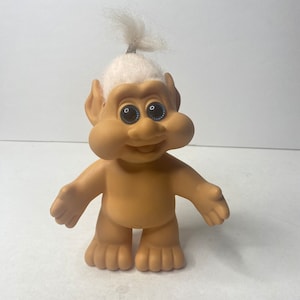 Adorable Troll Doll  I B T. Blue Eyes White Hair Vintage 10&quot; Tall W/ Hair 1991
