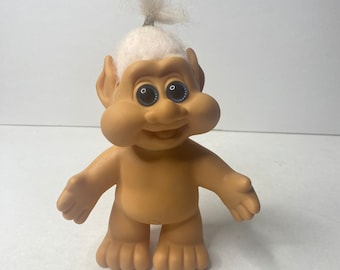 Adorable Troll Doll  I B T. Blue Eyes White Hair Vintage 10" Tall W/ Hair 1991