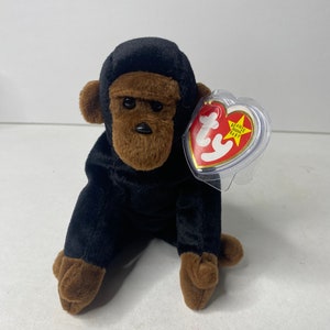 Ty Congo the Gorilla Beanie Babies Plush Gorilla Monkey W/ Tags 6&quot; Tall Sitting 1996 Stuffed Animal Toy
