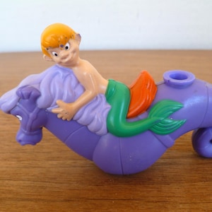 Disney Little Mermaid Merman Riding Seahorse PVC Figurine Cake Topper 4&quot; Tall