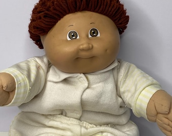 Cabbage Patch Kinder Junge Puppe Braune Haare und Augen 17 "Hoch 1982 Stofftier Puppe * LESEN SIE BESCHREIBUNG *