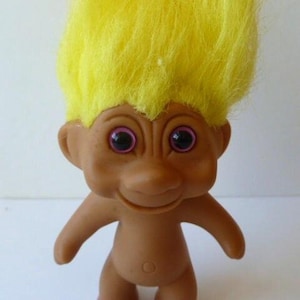 TNT Troll Doll 8&quot; Tall W/ Hair Pink Eyes 1991