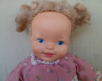 Ideal Toys Blond Hair Blue Eyes Doll 13" Tall 1982 Stuffed Toy Doll