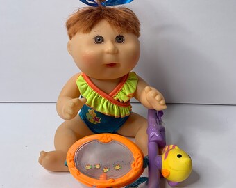 Cabbage Patch Kids Vinyl Doll Swimsuit Snorkel and Mask Mattel 11" Tall 1991