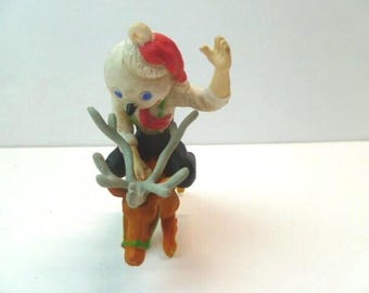 Adorno navideño de reno montado de Jack in the Box, 4,25" de alto, 1999