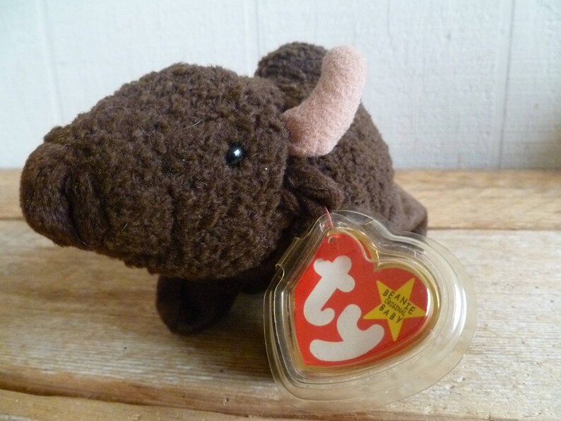 TY Beanie Babies Plush Buffalo roam With Tags 1998 Etsy