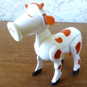 Fisher Price Little People Brown Spotted Cow 3.25&quot; Tall 1970&#39;s