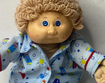 Cabbage Patch Kids Boy Doll Blond Blue Eyes 17 "Hoch 1982 Stofftierpuppe * BESCHREIBUNG LESEN *