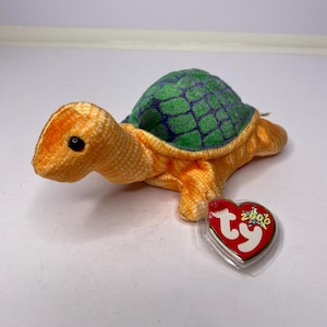 Ty Peekaboo the Turtle Beanie Babies Plush Turtle W/ Tags 6.5&quot; Long 2000 Stuffed Animal Toy