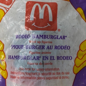 McDonalds Rodeo Hamburglar Wind Up New in Package 5&quot; Tall 1995